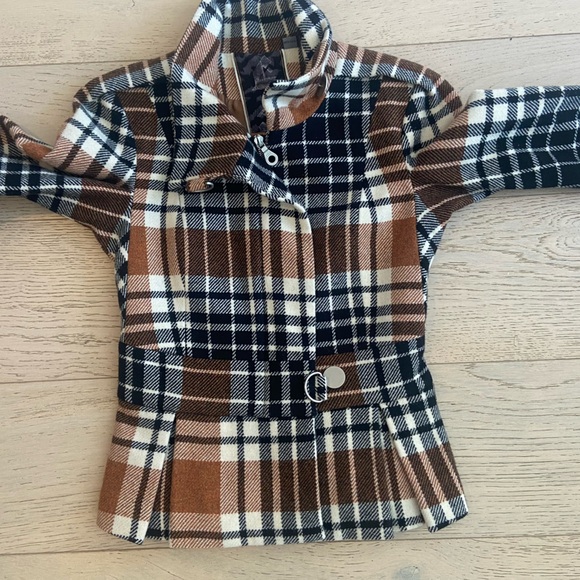 Vintage L.A.M.B. Plaid Wool Jacket Blazer - Size 2, Brown Black Cream, Y2K NWOT - Picture 4 of 11